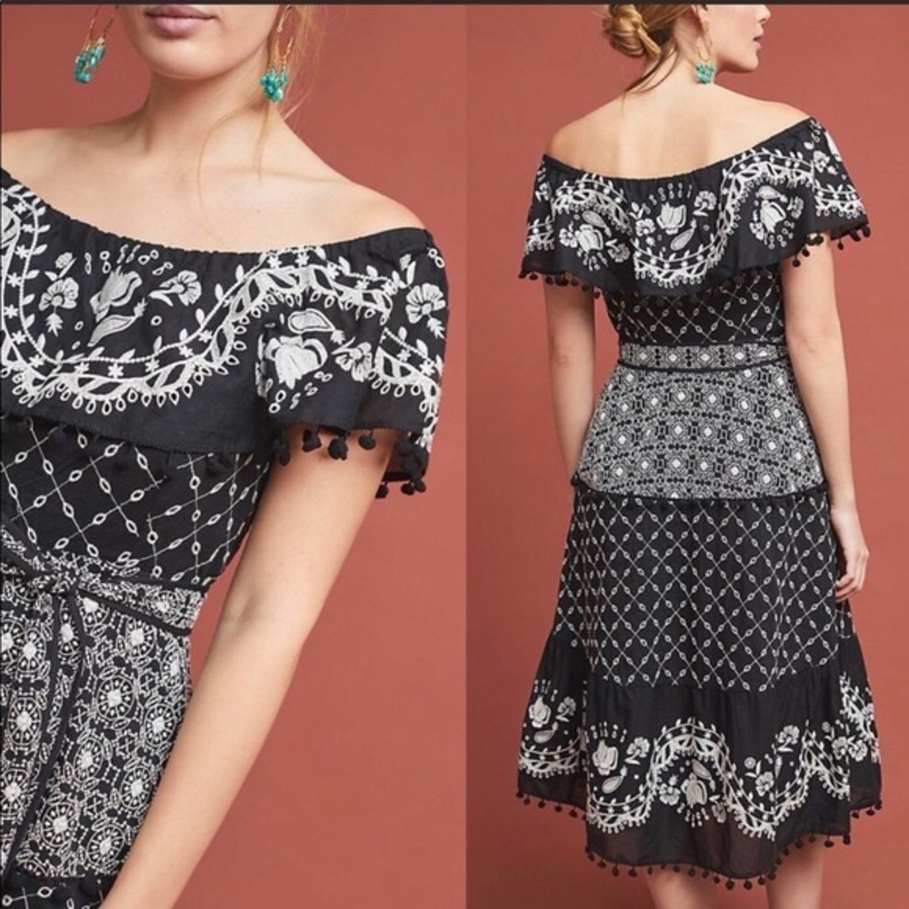 Anthropologie Off the Shoulder Dress With Belt